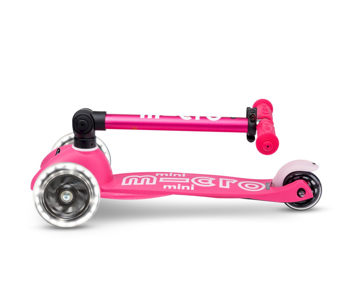 Patinete Mini Micro Deluxe Plegable Rosa Luces LED