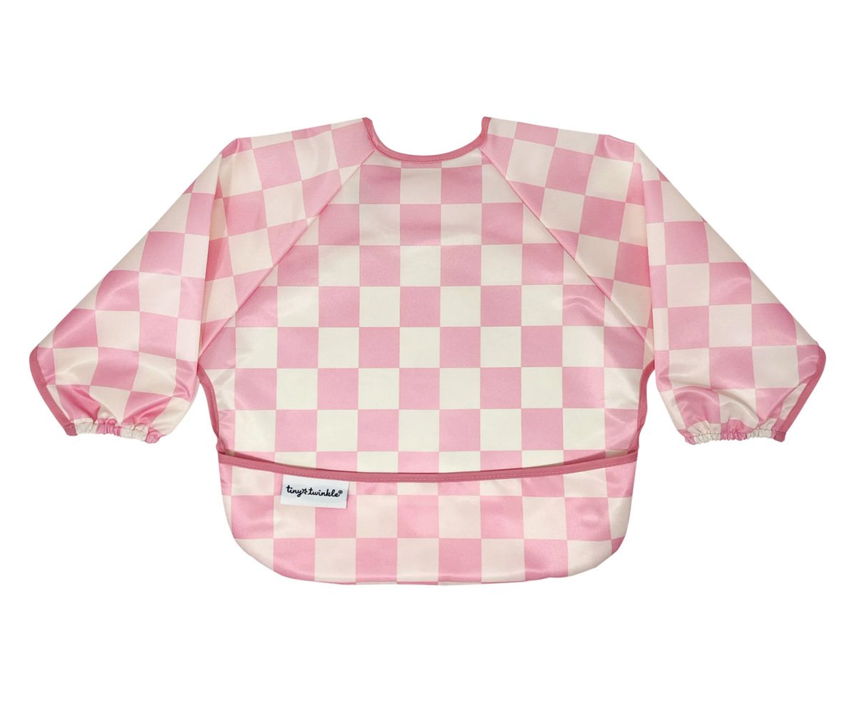 Babero con mangas Impermeable Checkers Pink