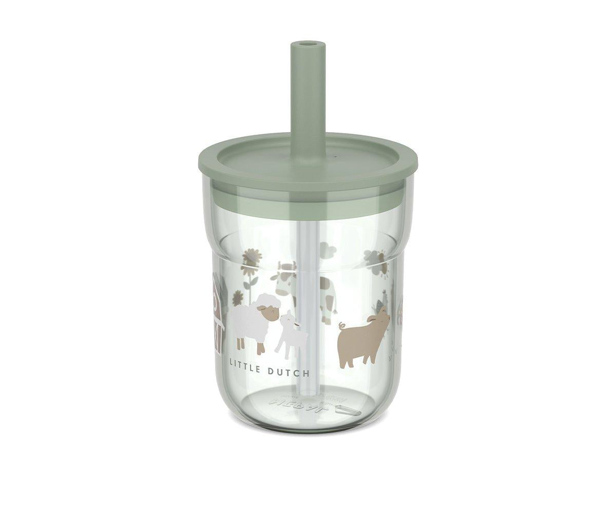 Vaso con Pajita Pequeña granja 250 ml