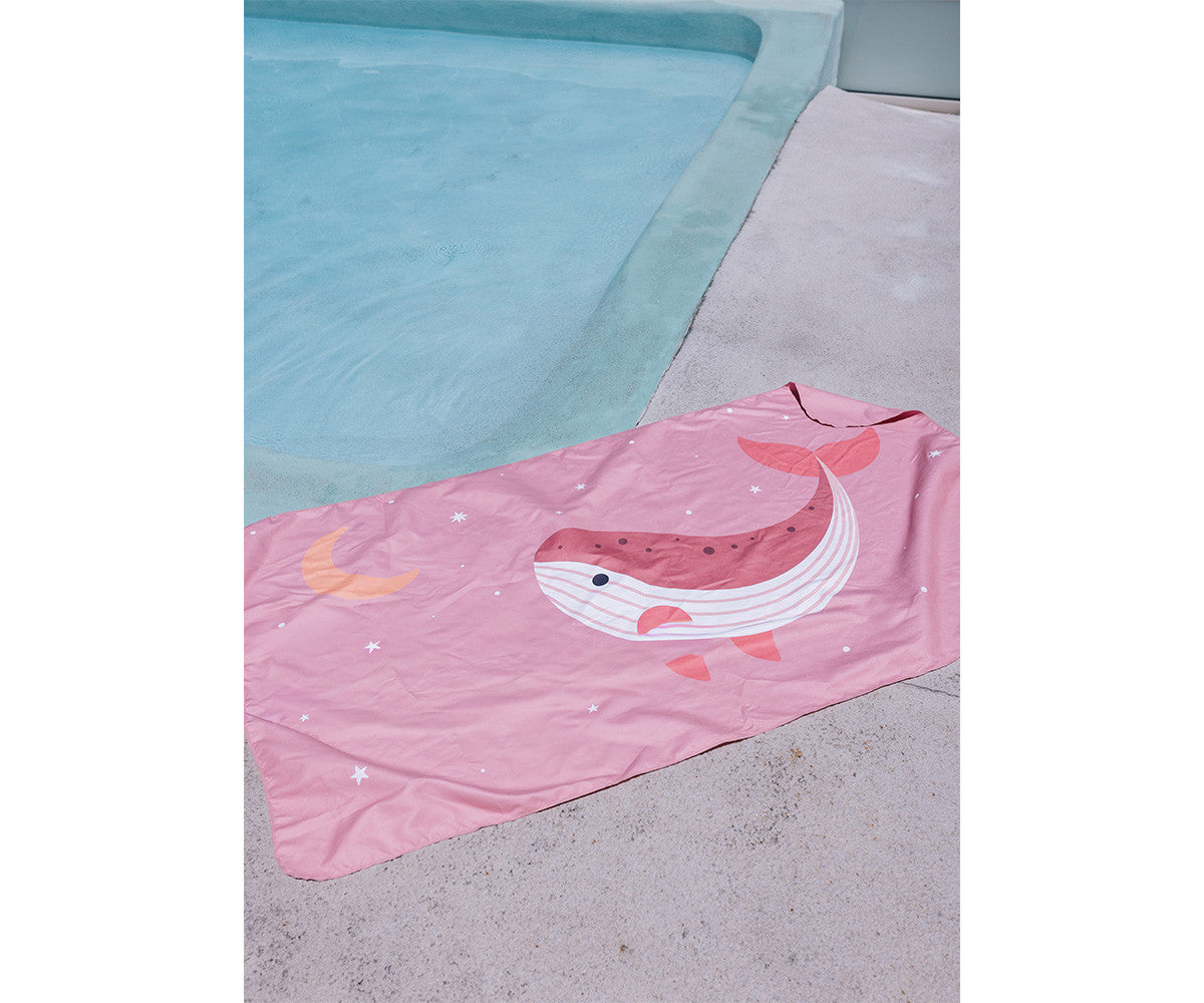Toalla Playa Microfibra Whale Pink