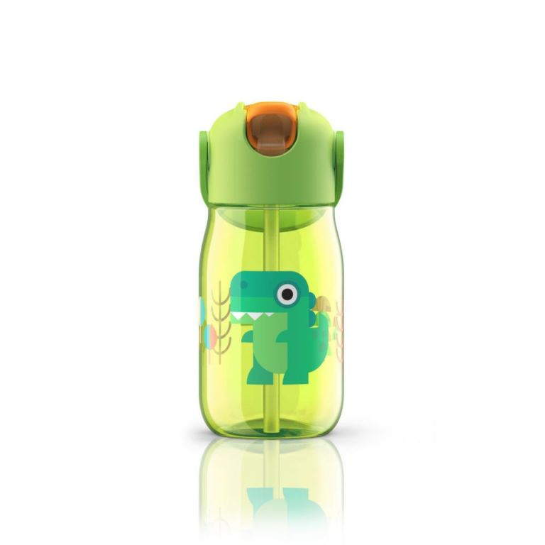 Botella niños c:pajita verde cocodrilo- 400ml1