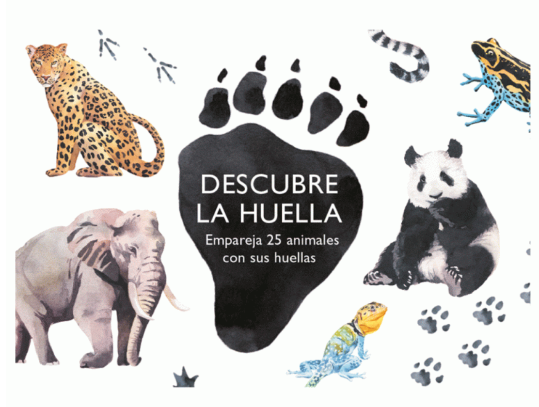 Descubre la huella. Empareja 25 animales con sus huellas