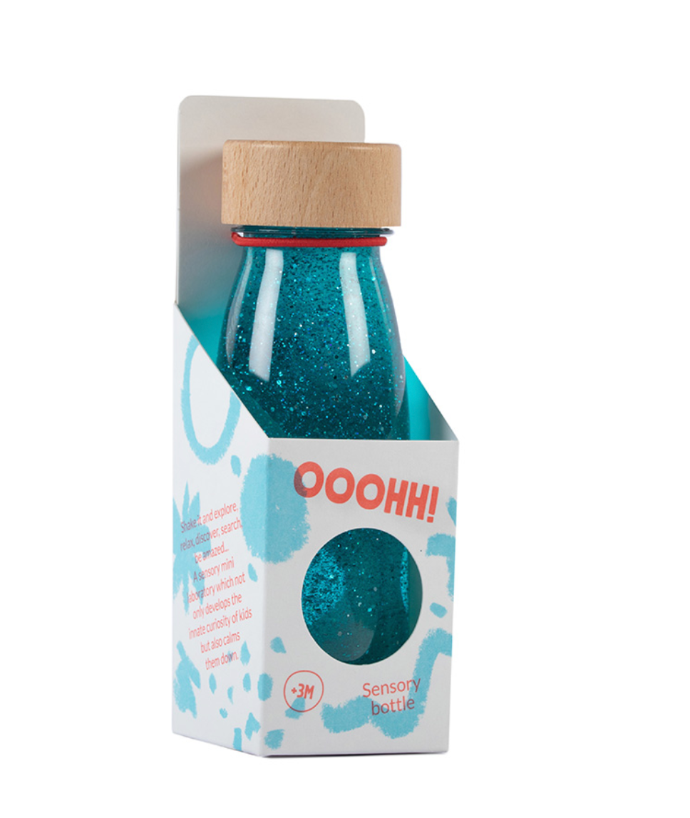 Botella sensorial turquesa