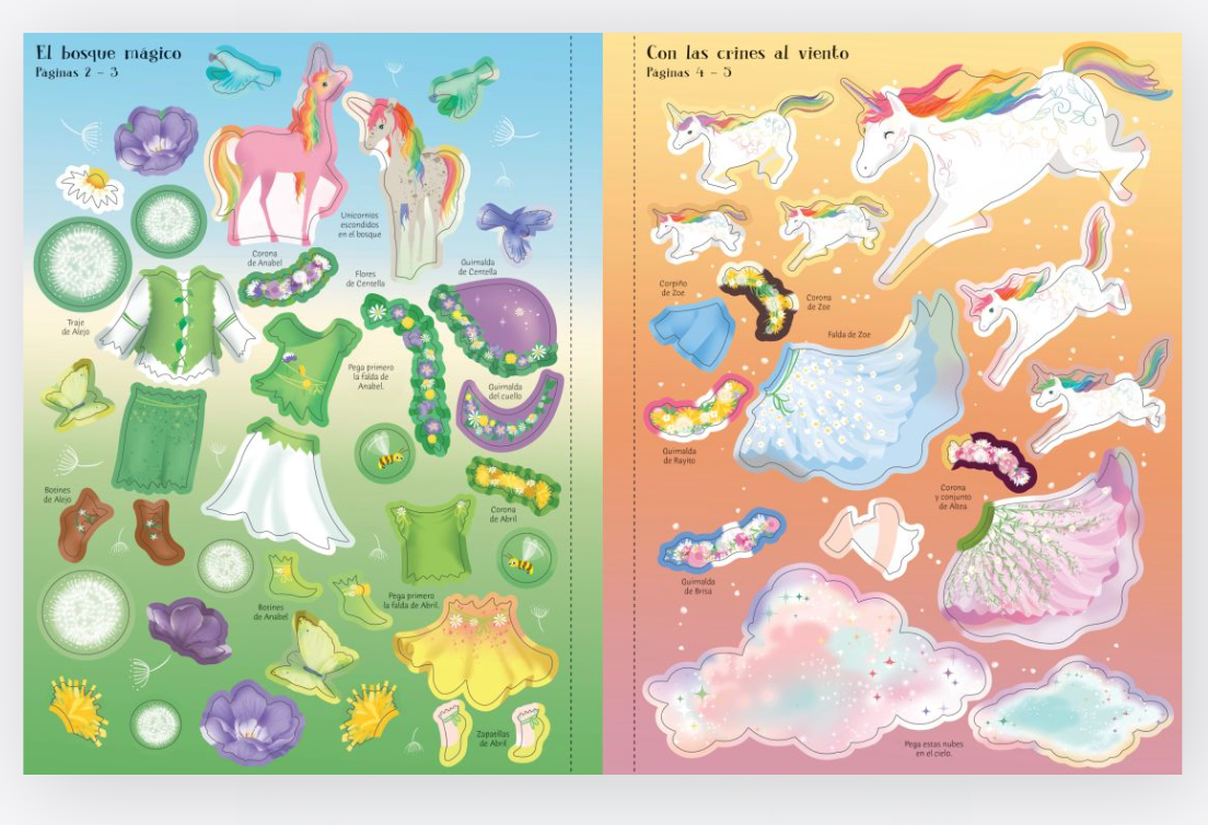 El vestuario de pegatinas - Los unicornios del arcoíris