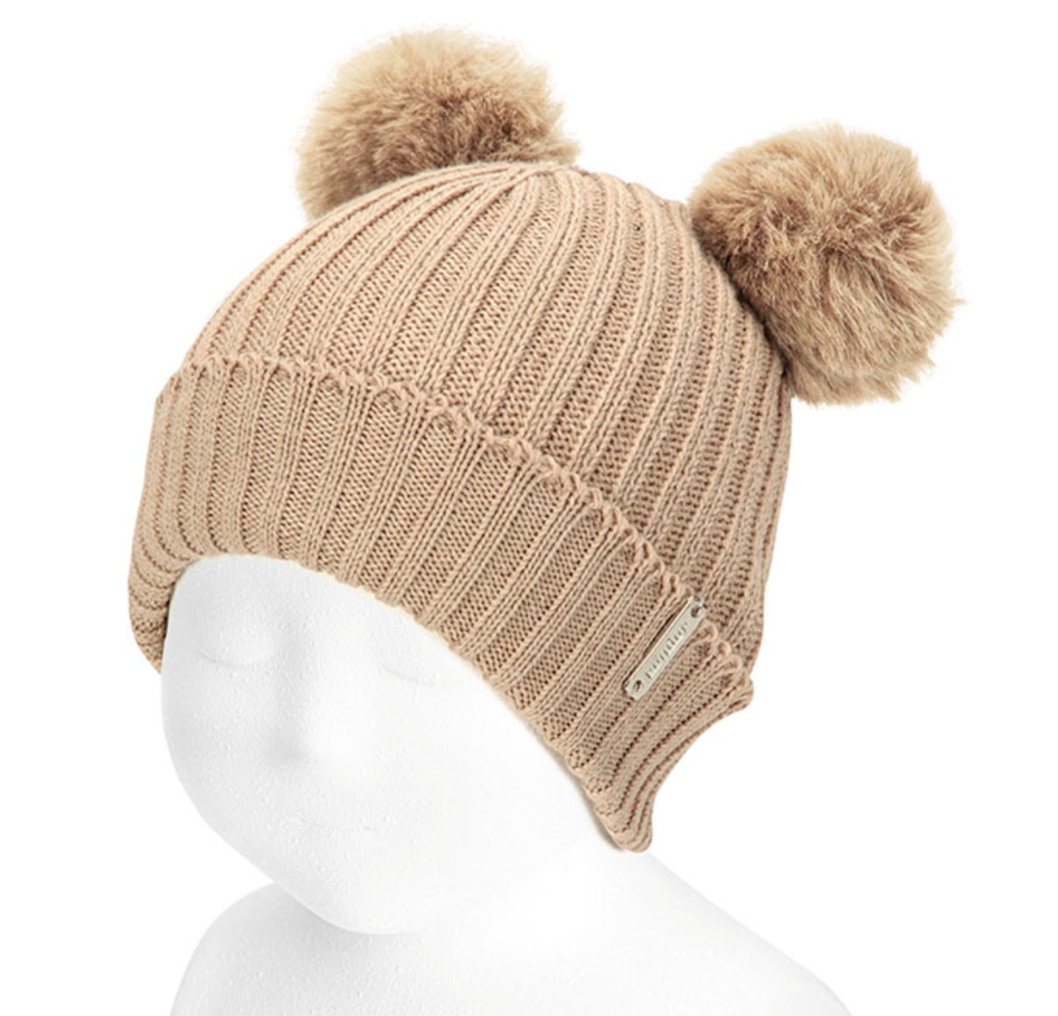 Gorro canalé Beige con dos borlas - Cóndor