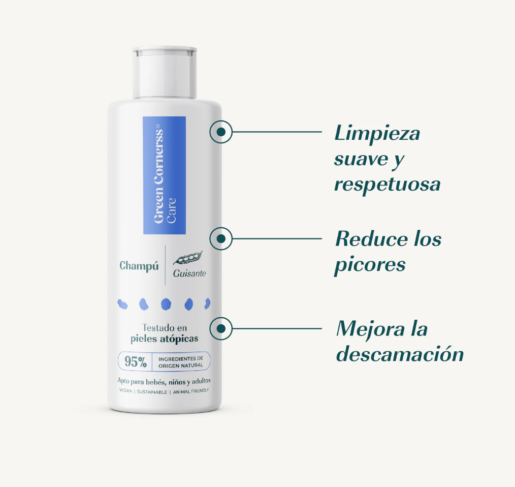 Champú de guisante para piel atópica cuero cabelludo sensible - Green Cornerss
