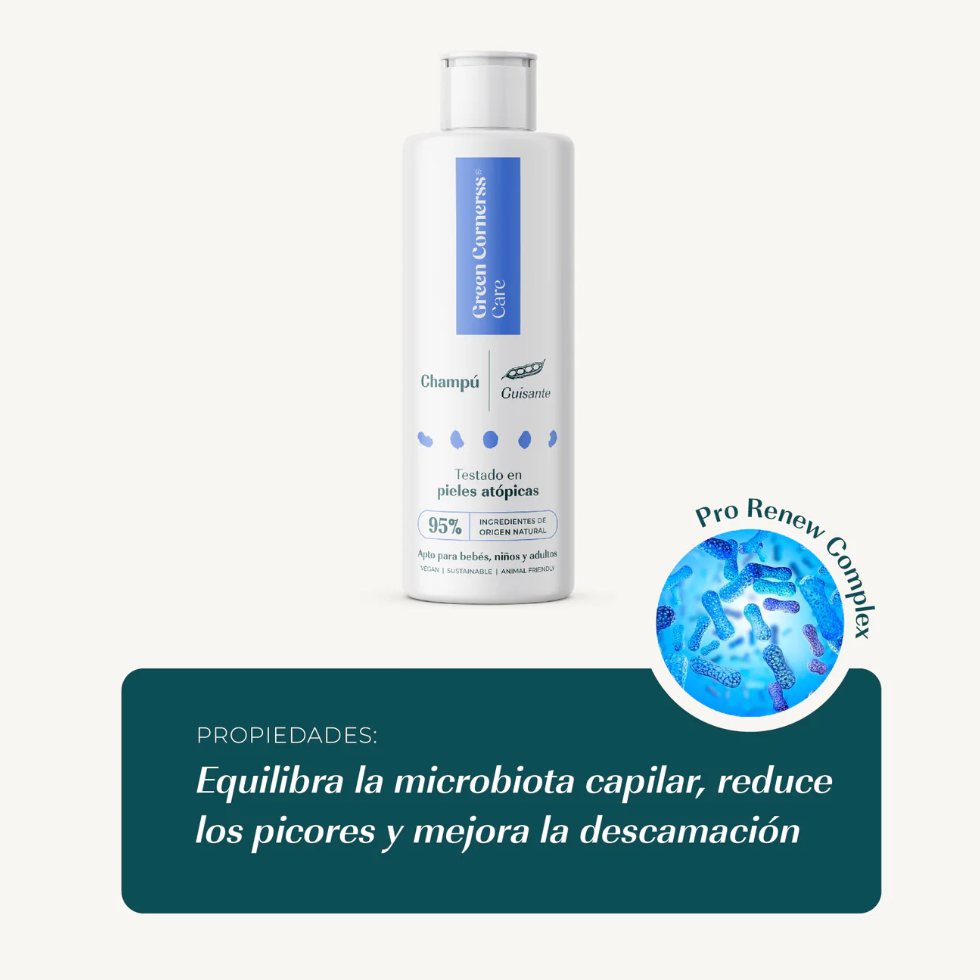 Champú de guisante para piel atópica cuero cabelludo sensible - Green Cornerss