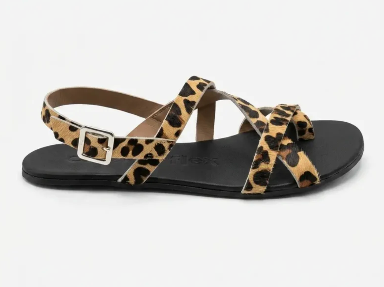 Sandalias Barefoot Respetuosas Coqueflex Suede Leopardo