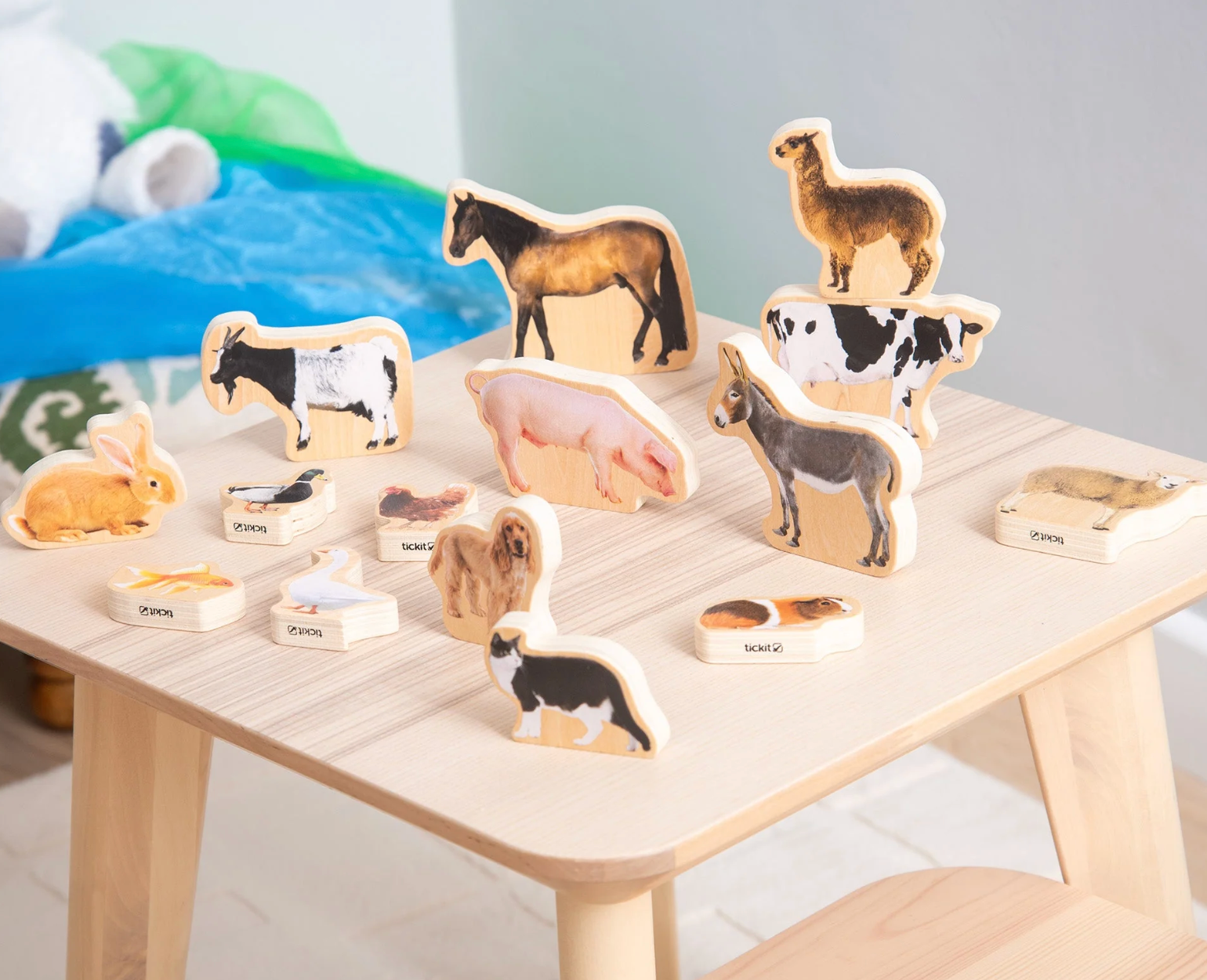 Conjunto 15 animales madera - Tickit