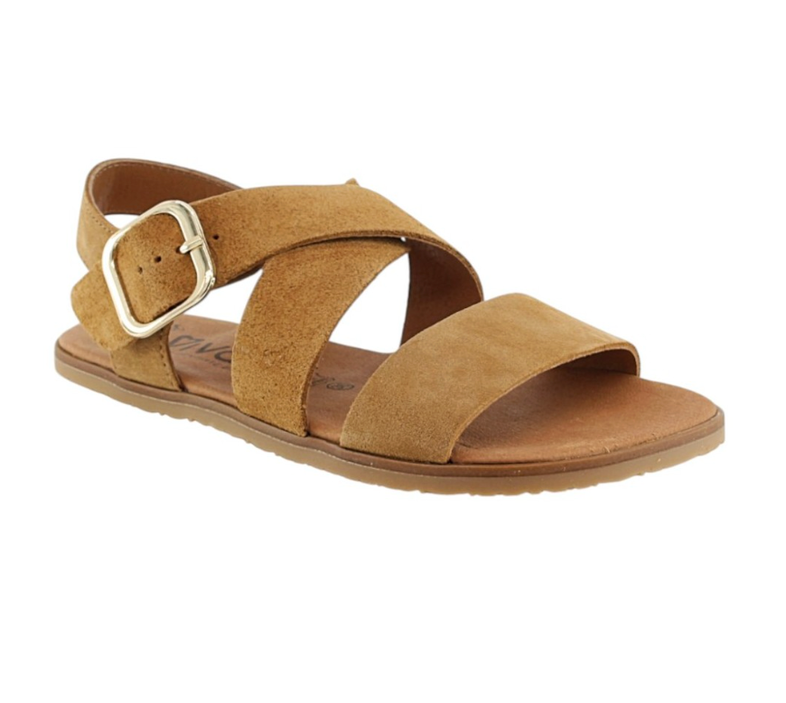 Sandalia barefoot Vivant lino serraje Whisky