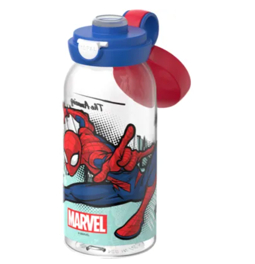 Botella plástico con tapón 600ml Spiderman