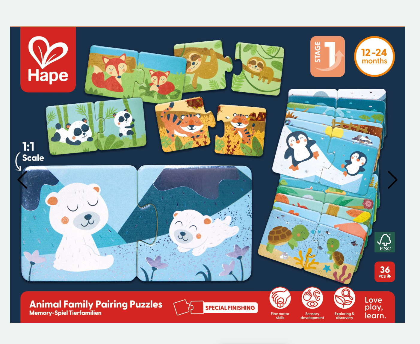 Puzzle Emparejar Familias de Animales - Hape