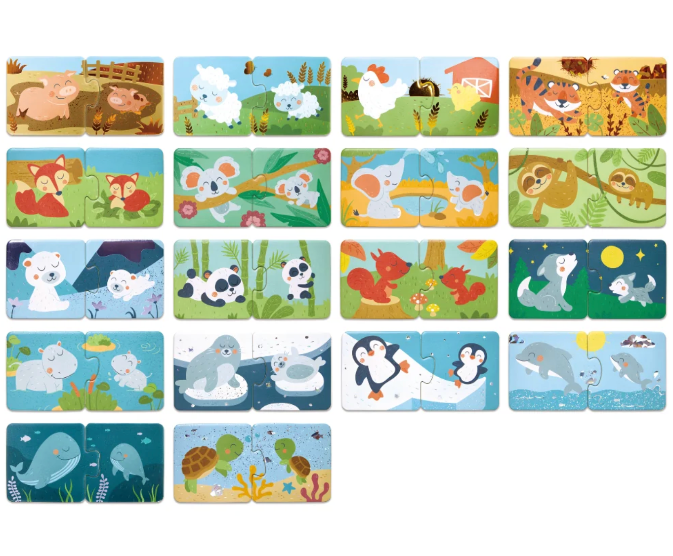 Puzzle Emparejar Familias de Animales - Hape
