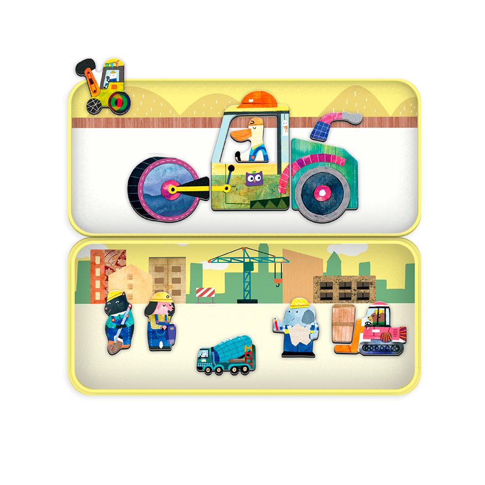 Puzzle magnético vehículos construcción3