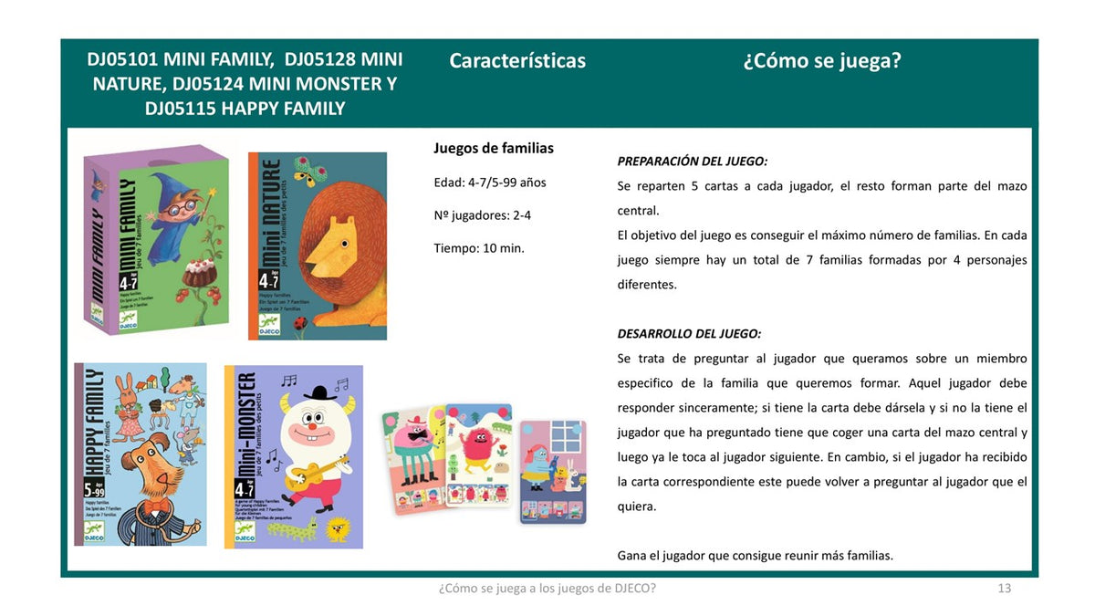 Juego de cartas Mini nature