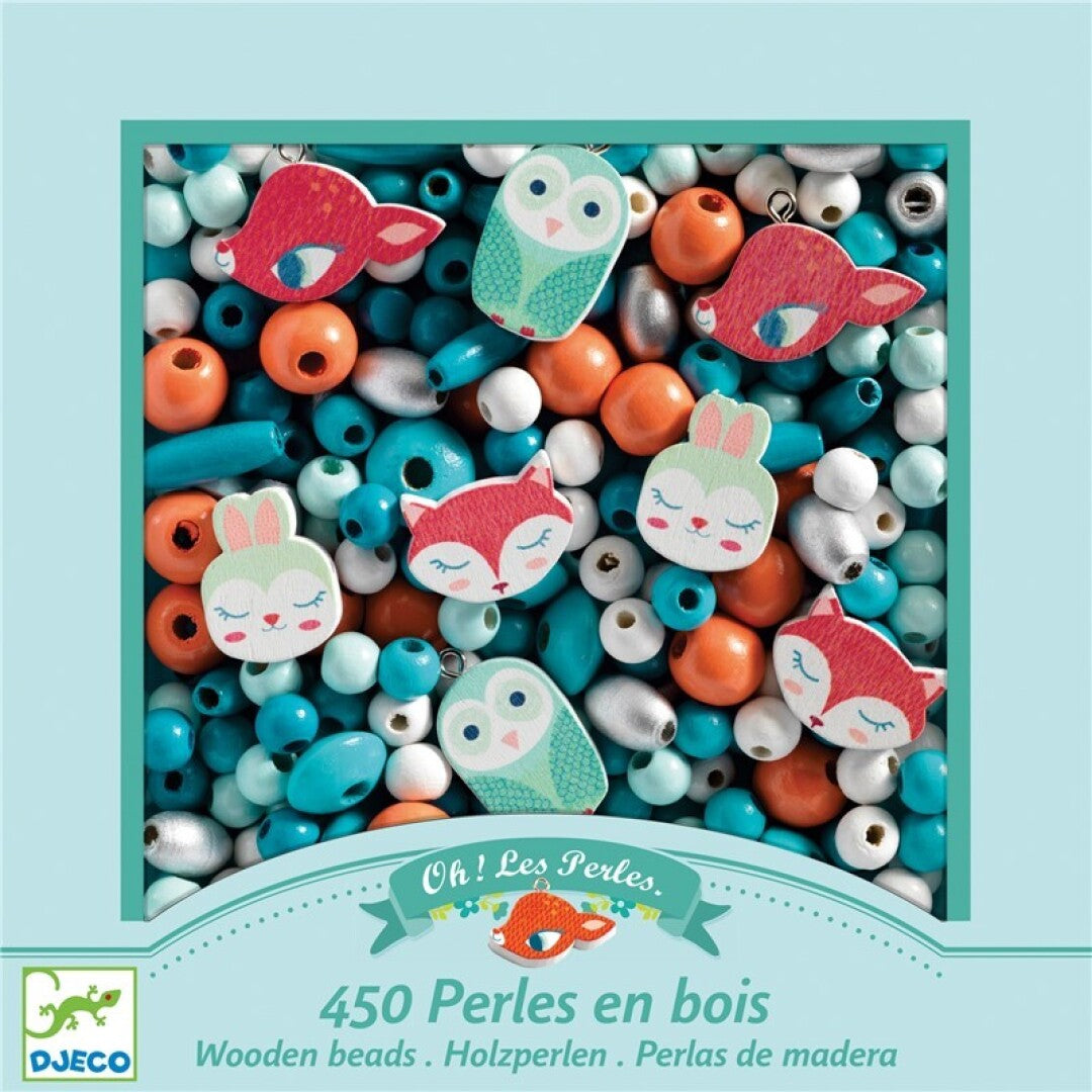 450 perlas de madera pequeños animales - Djeco