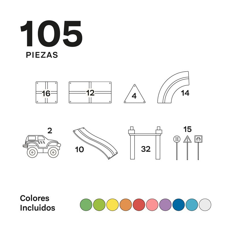 Imanix pista de carreras 105 piezas