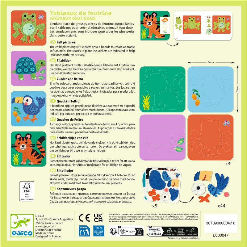Collage Tableros fieltro Animales suaves - Djeco