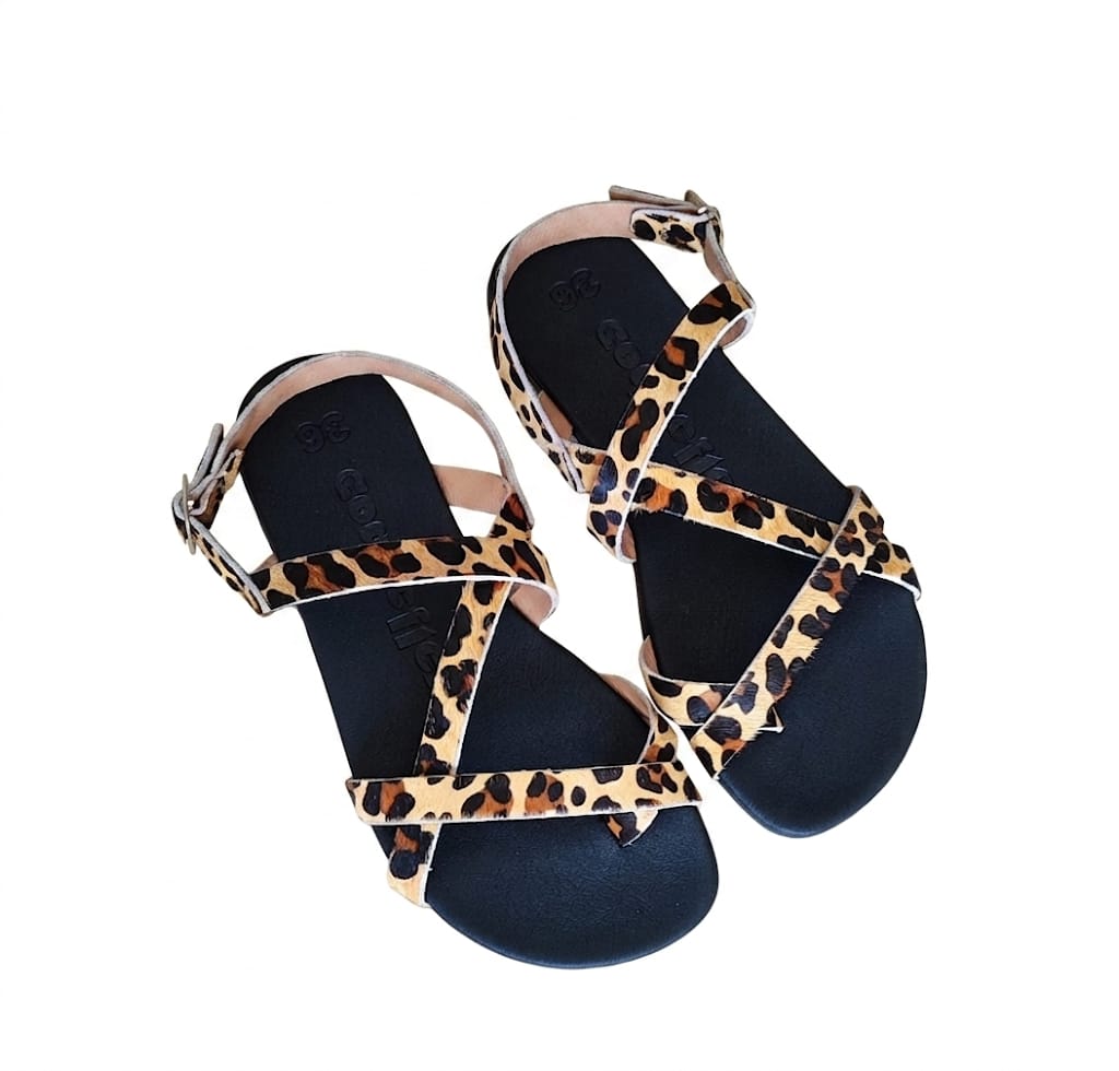 Sandalias Barefoot Respetuosas Coqueflex Suede Leopardo