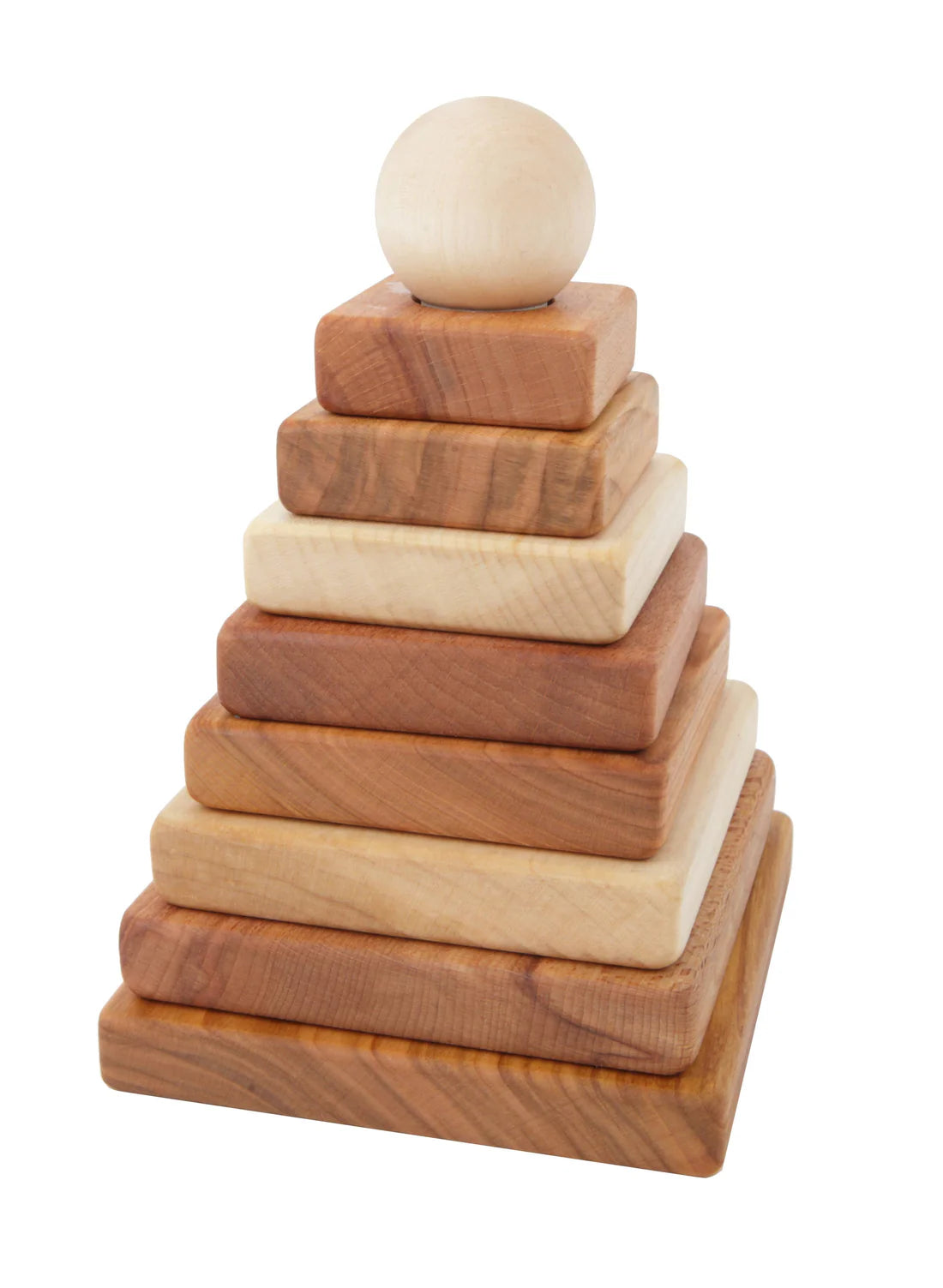 Pirámide apilable de madera natural
