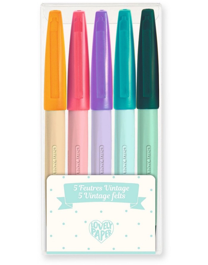 Estuche 5 rotuladores vintage