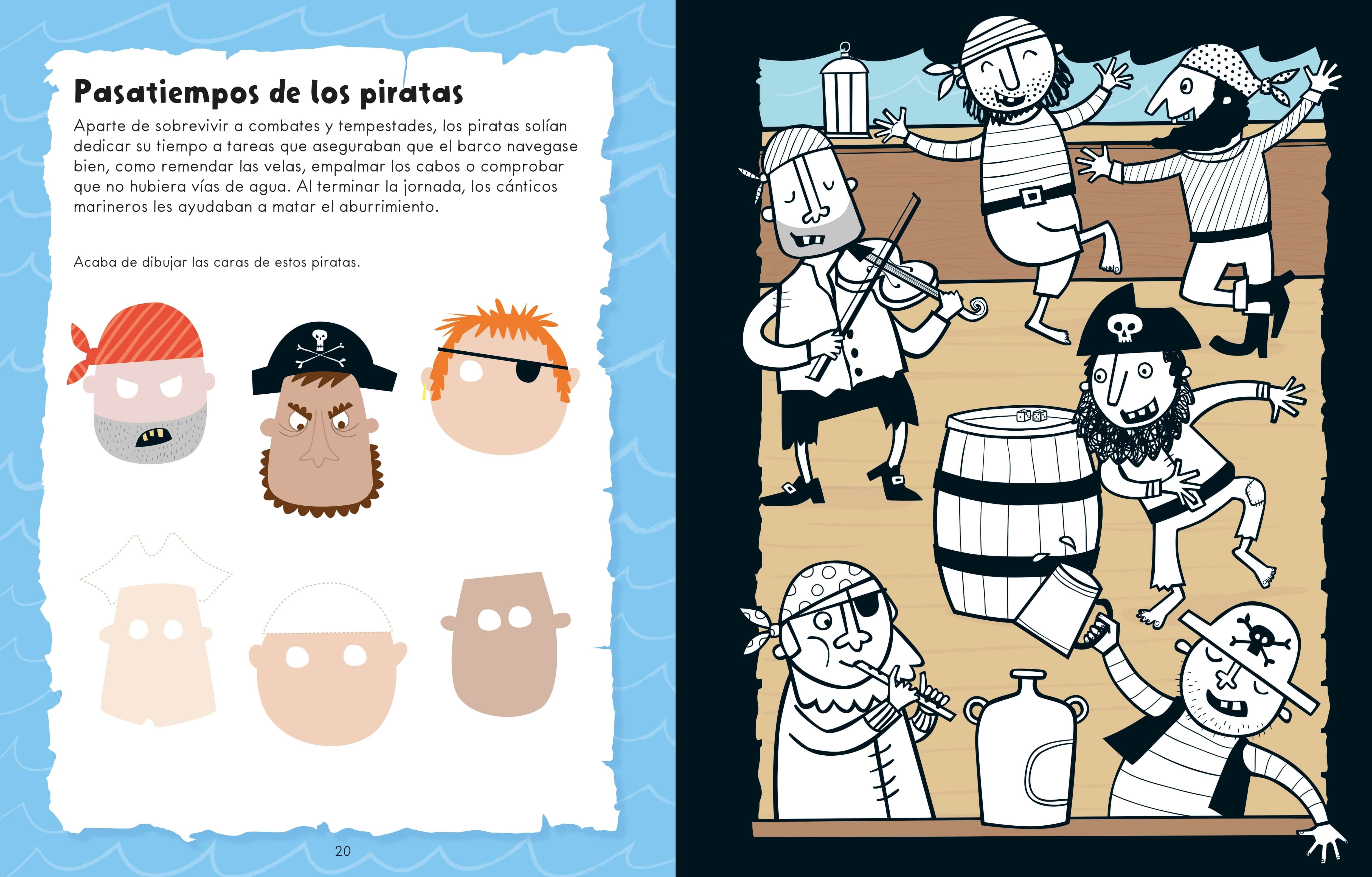Piratas: Libro con pasatiempos y páginas para colorear