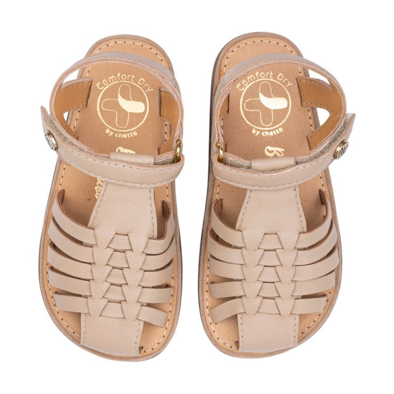 Sandalia piel trenzada taupe – Chetto