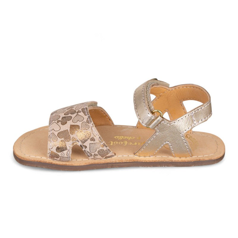 Sandalia piel corazones oro – Chetto