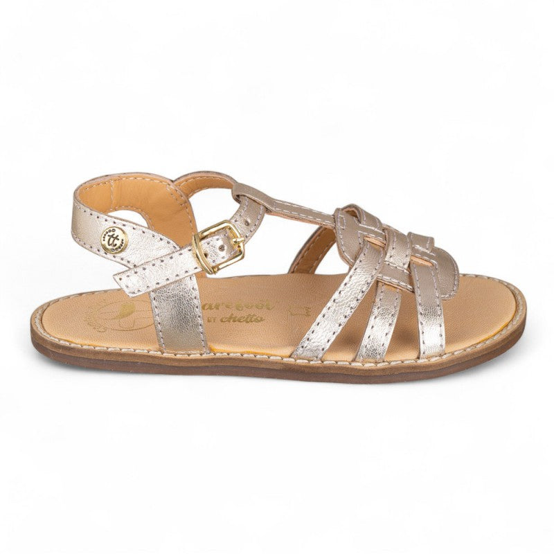 Sandalia piel barefoot oro – Chetto