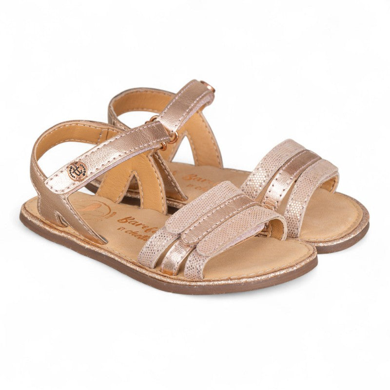 Sandalia piel tiras oro rosado – Chetto