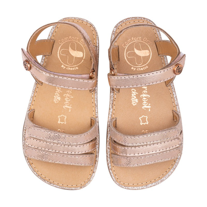 Sandalia piel tiras oro rosado – Chetto
