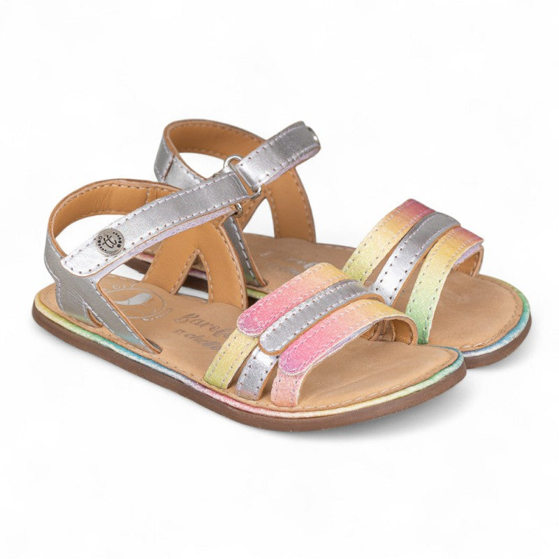 Sandalia piel tiras metalizadas plata – Chetto