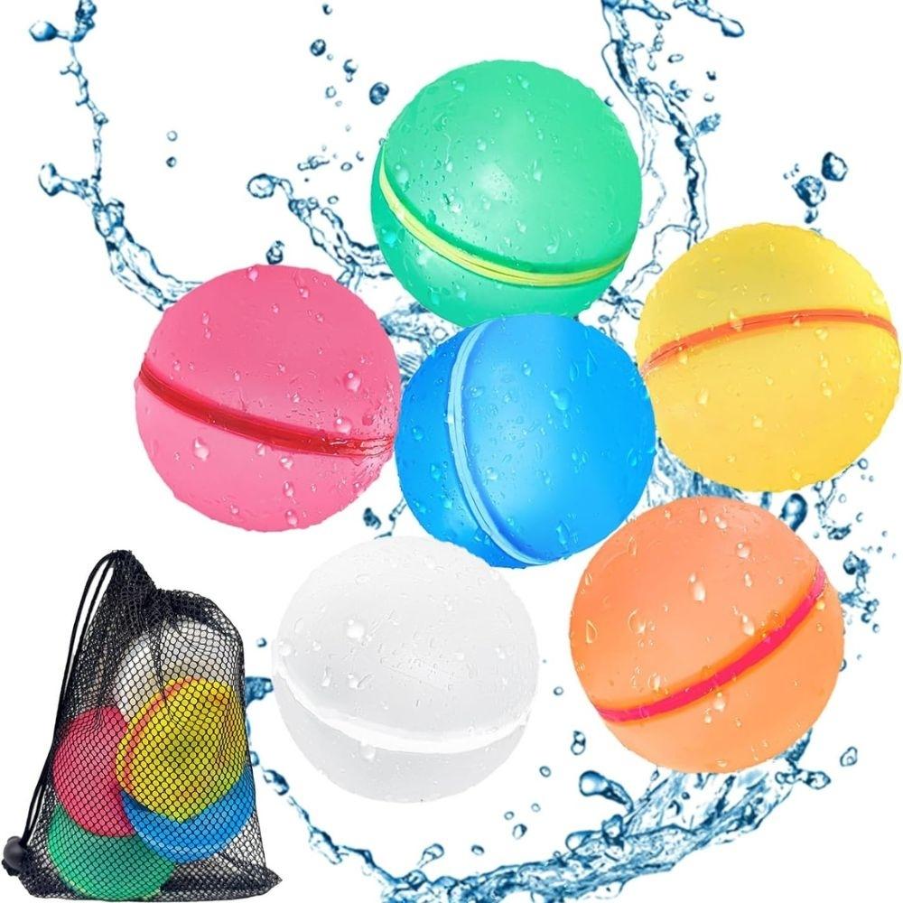 Globos de agua reutilizables translucidos (6 uds + malla)