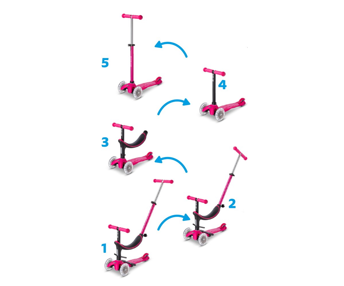 Patinete Mini2Grow Deluxe LED Rosa