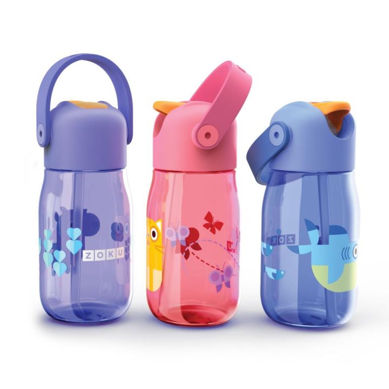 Botella niños c:pajita púrpura caballo- 400ml