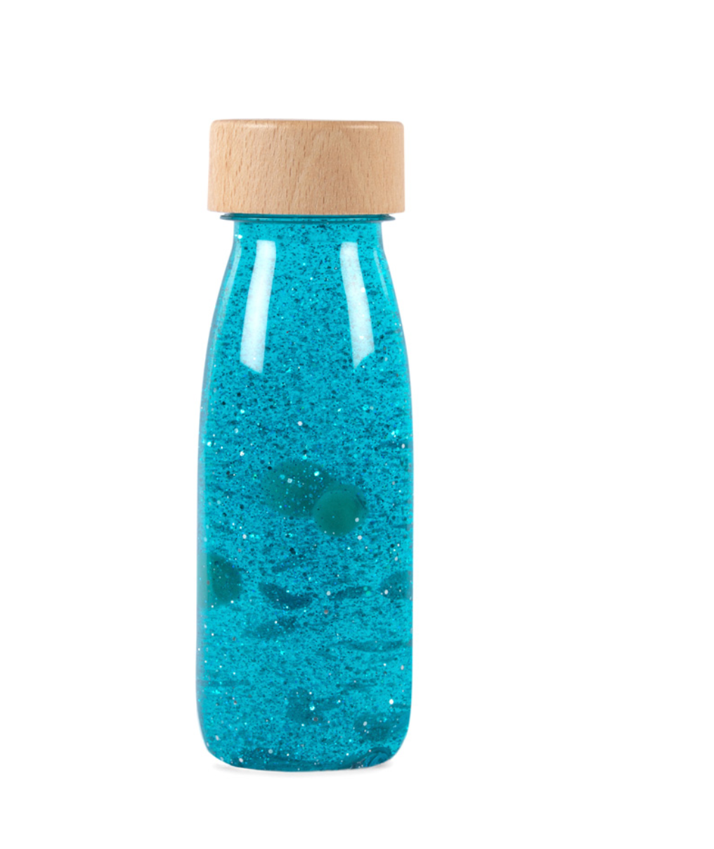 Botella sensorial turquesa