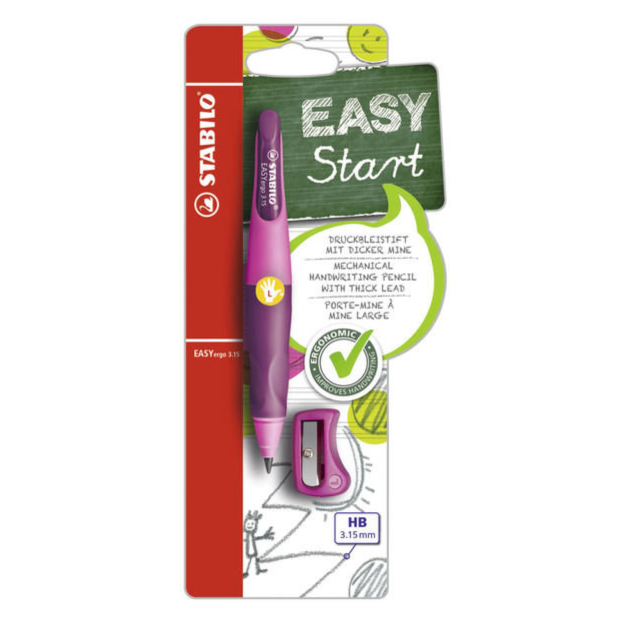 Portaminas INICIO escritura ZURDOS rosa – Stabilo