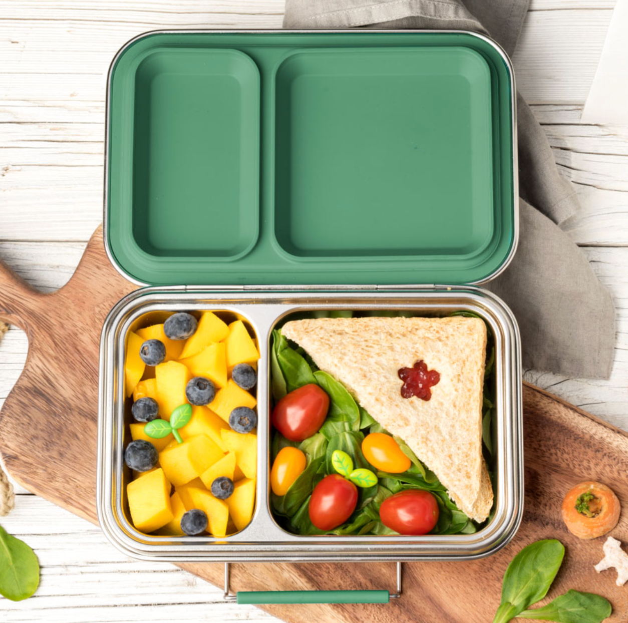 Caja almuerzo acero inox 2 compartimentos