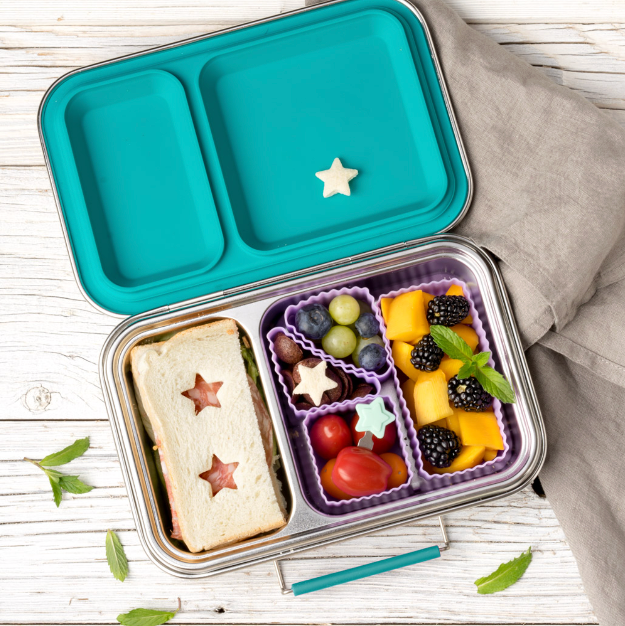 Caja almuerzo acero inox 2 compartimentos