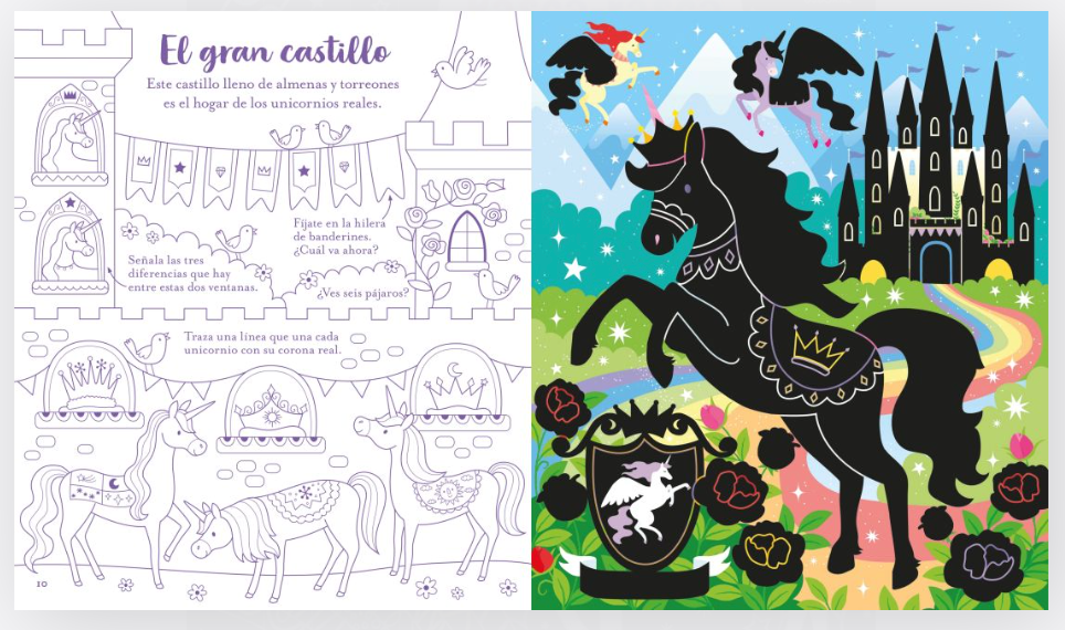 Rasca-rasca con actividades Unicornios