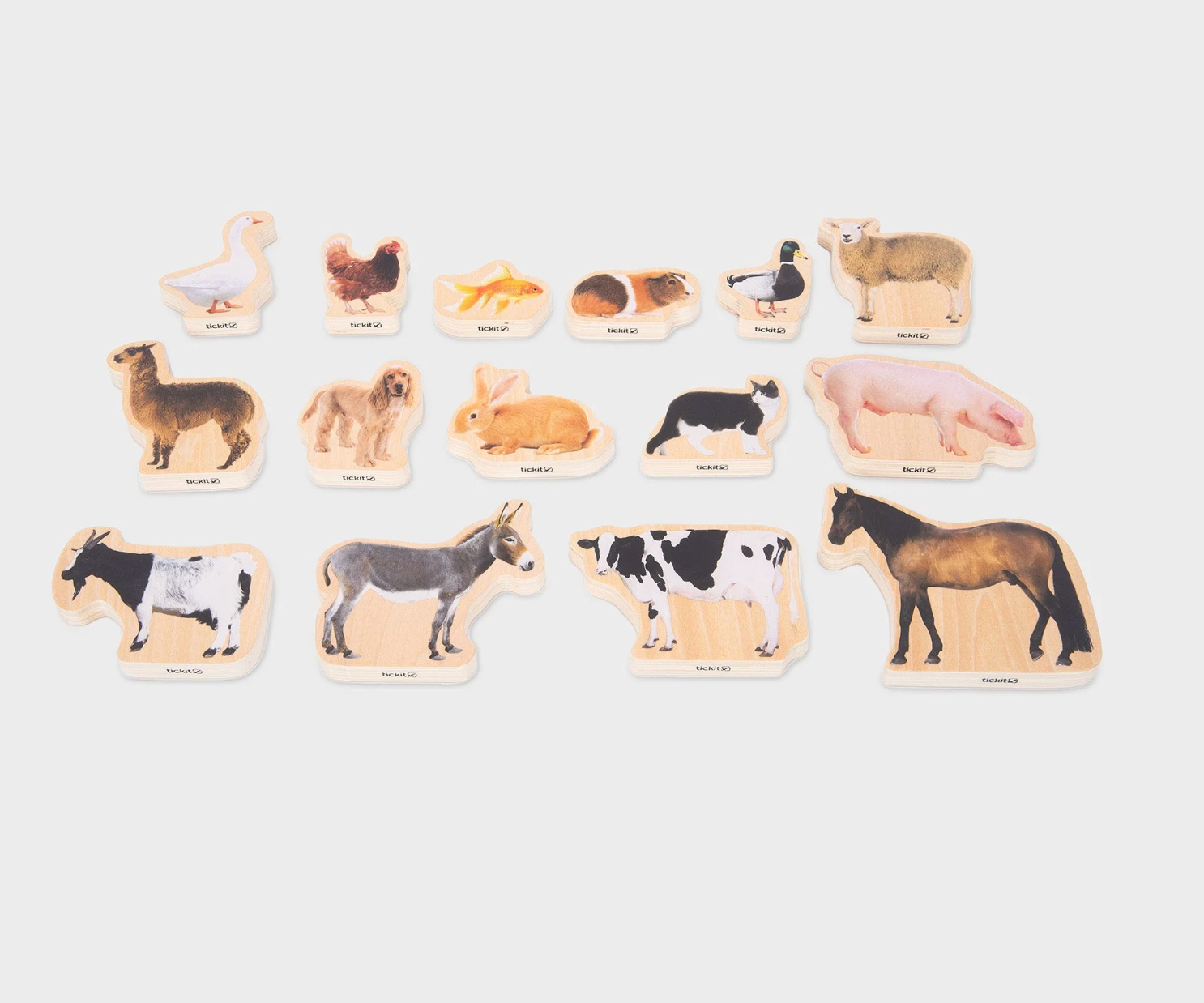 Conjunto 15 animales madera - Tickit