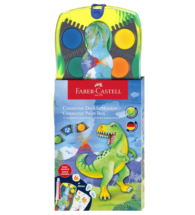 Caja de Acuarelas Connector Dino con 12 Colores - FaberCastell