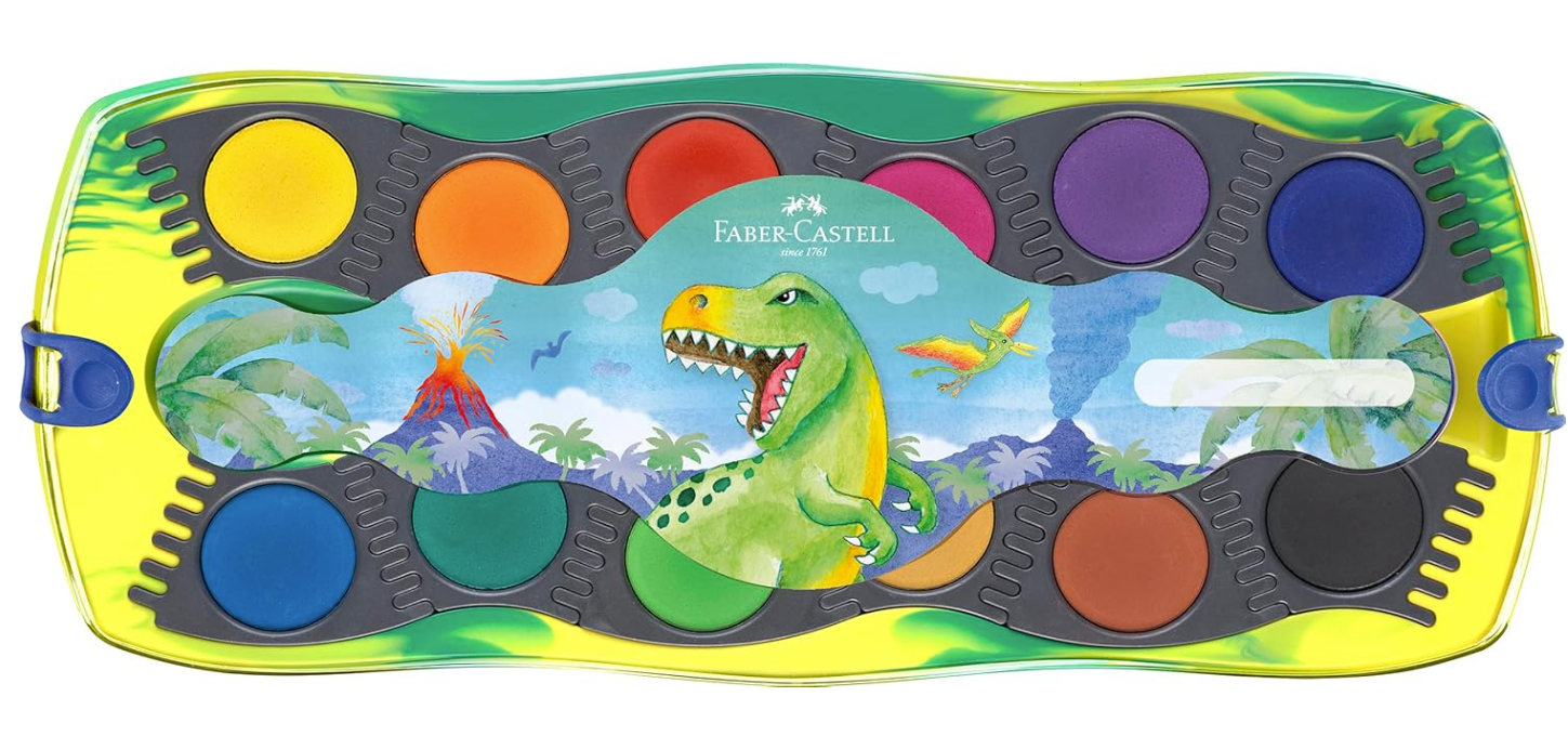 Caja de Acuarelas Connector Dino con 12 Colores - FaberCastell