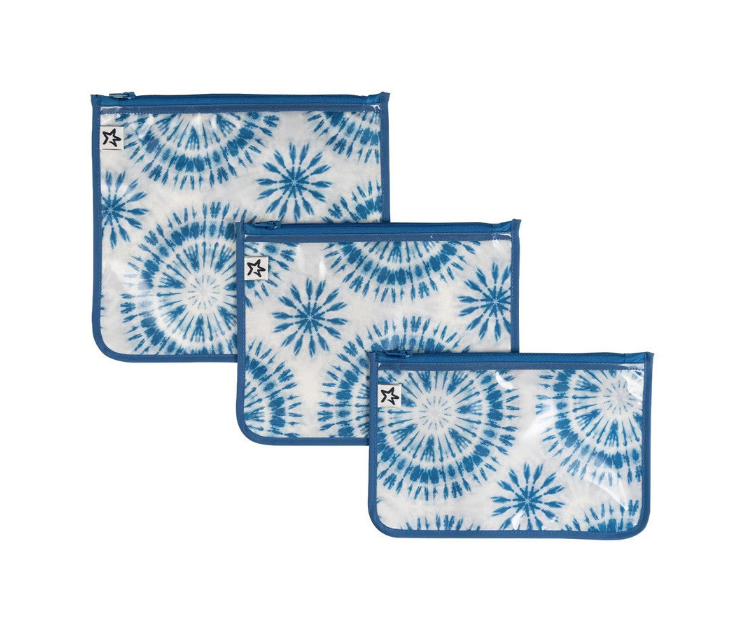 Bolsas individuales transparentes Blue Tie Die