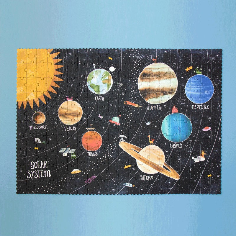 Puzzle planetas 200 piezas brilla en la oscuridad