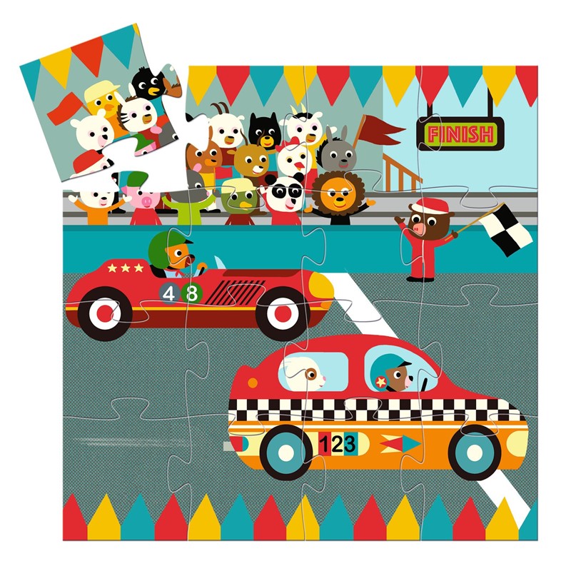 Puzzle silueta: Coche de carreras 16 pzas - Djeco