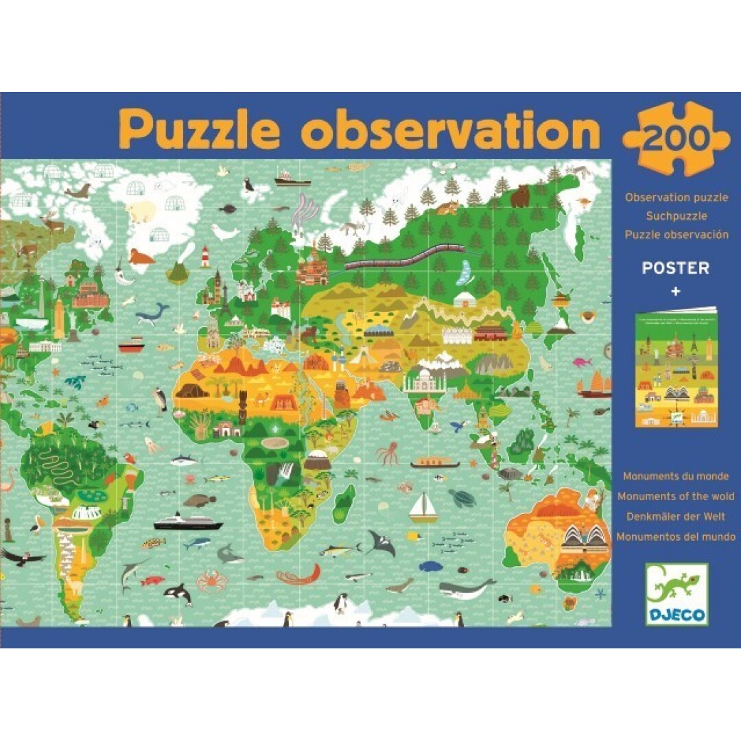 Puzzle Observación Los monumentos del mundo - Djeco