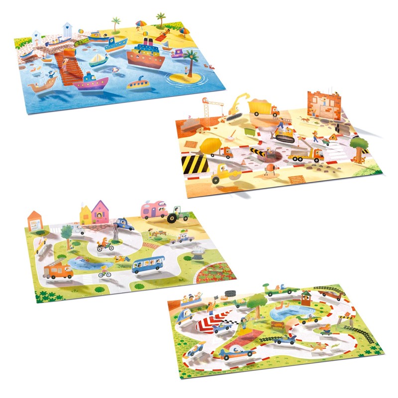 Pegatinas reposicionables vehículos - Djeco