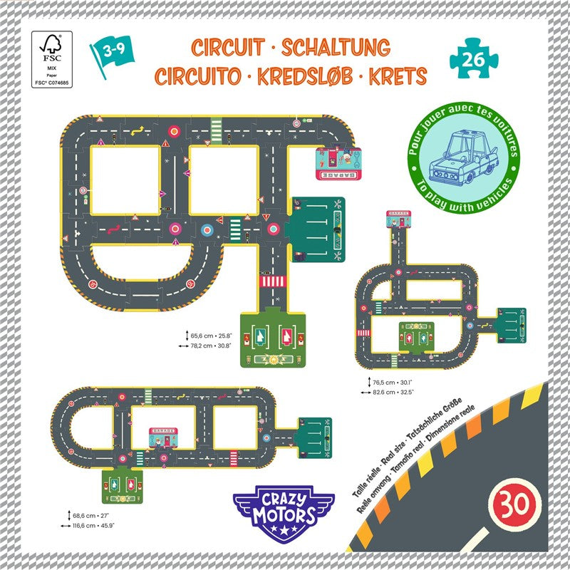 Crazy Motors Circuito de la ciudad - rompecabezas gigante 26 pcs