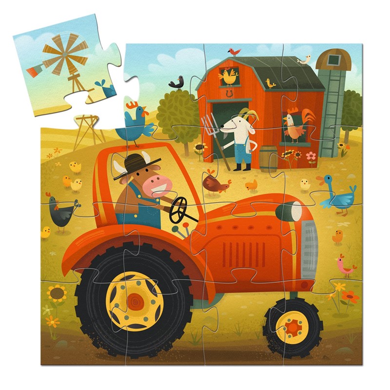 Puzzle silueta: El tractor 16 pzas - Djeco